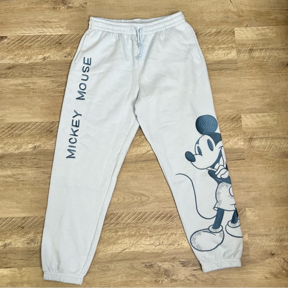 Disney Mickey Mouse Graphic Sweatpants Light Blue Joggers Lounge Pants